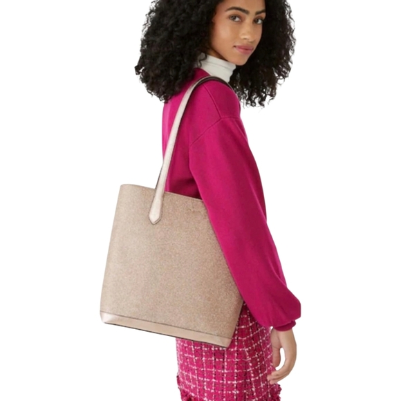 NWT Kate Spade Glitter Tinsel Tote – Rose Gold - Picture 3 of 8